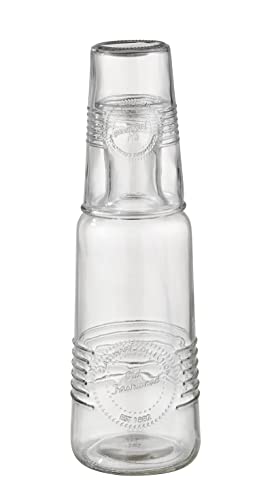 APS Glaskaraffe -OLD FASHIONED- Ø 9,5 cm, H: 31 cm Glas 2-teiliges Set, bestehend aus: - Glaskaraffe Ø 9,5 cm, H: 27 cm, 1 Liter - Trinkglas Ø 8 cm, H: 12 cm, 0,3 Liter von APS
