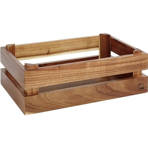 APS Holzbox -SUPERBOX-, Holzkiste, Weinkiste, Buffetbox, Dekoholzbox, Aufbewahrungskiste, Möbelkiste, 29 x 18,5 cm, H: 10,5 cm, Akazienholz, passend zu GN 1/4 von APS