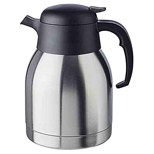 APS Isolierkanne „Classic“, Kaffeekanne mit Drehverschluss, Ø 14 cm, H: 19 cm, doppelwandiger Edelstahl, für heiße und kalte Getränke, nicht spülmaschinengeeignet, 12 Tassen/1,5 Liter von APS