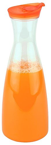 APS Karaffe, Kanne, Kunststoffkrug, transparente Karaffe mit orangenem Schraubdeckel und aromadichtem Verschluss, 11x 11 cm, 31,5 cm Höhe, 1,6 l Volumen von APS