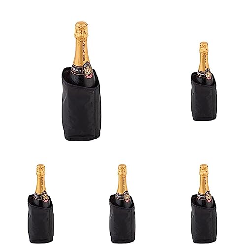 APS Kühlmanschette für Sekt-/Champagnerflaschen, Schwarz - kühlt eine Flasche in 5 Minuten - Abmessungen: 11 x 11 cm, Höhe: 18 cm (Packung mit 5) von APS