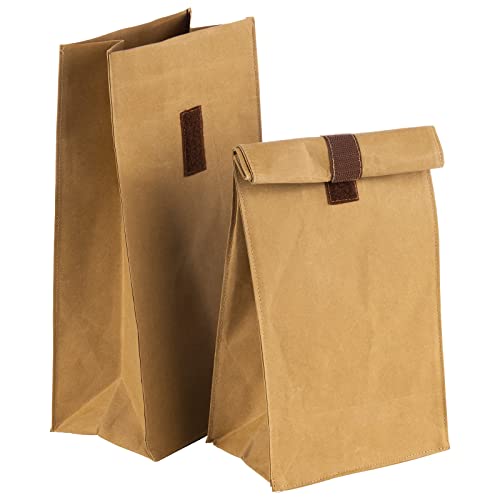 APS Lunchbag/Lunchtüte, 2er Set 16 x 10 cm, H: 32 cm 70% Naturfaser, 30% Kunstharz beige mit Klettverschluss von APS