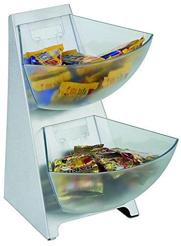 APS Multi Rack, 2-stufig, 3-teilig: 1 Gestell matt poliert mit 2 Schütten aus transparent gefrostetem Kunststoff, je ca. 1 Liter Volumen, Portionsschütte, Portionsspender, Dispenser, 27 cm Höhe von APS