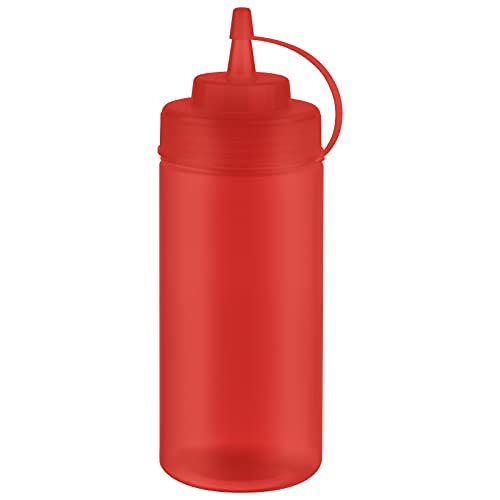 APS Quetschflasche, 6er Set Ø 7 cm, H: 20 cm, 490 ml Polyethylen, rot mit Schraubdeckel mit Verschlusskappe Einfüllöffnung: Ø 5,5 cm von APS