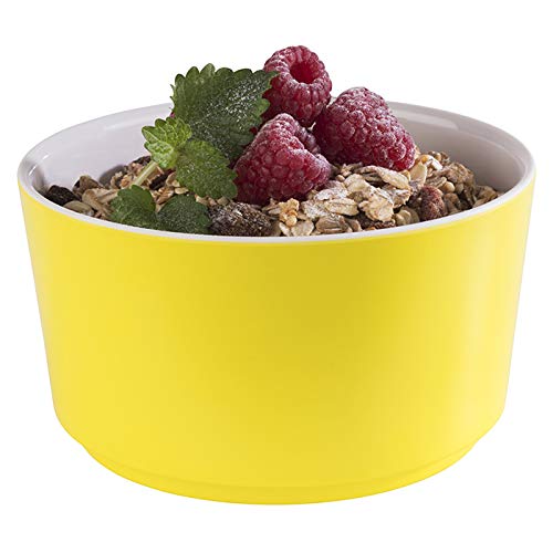 APS Schale „Happy Buffet“, Bowl, runde Buffetschüssel, Schale aus Melamin, weiß/gelb, Ø 13,0 cm, Höhe 7 cm, für 0,6 Liter Inhalt von APS