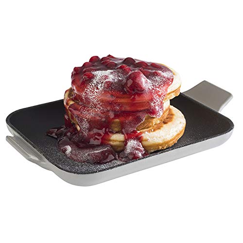 APS 88223 Servierpfännchen „Cast Iron“ - Gusseisen emailliert, eckig, B x T x H: 16 cm x 13 cm x 2 cm, stapelbar, Backofen geeignet, Schale, Grau von APS