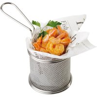 APS Snackholder aus Edelstahl, Servier und Frittierkorb, Ø 9 x 8,5 cm, Griff 9 cm von APS
