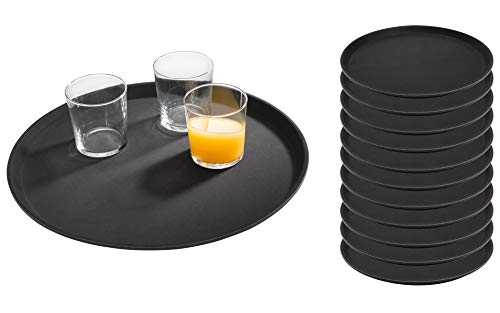 APS Tablett „Gastro“ 12er Set, Schwarze Serviertabletts, Tabletts aus GFK mit Rutschfester Oberfläche, Ø 40,5 x Höhe 2 cm, schwarz APS Tablett „Gastro“ 12er Set, Schwarze Serviertabletts, Tabletts aus GFK mit Rutschfester Oberfläche, Ø 40,5 x Höhe 2 cm, schwarz von APS