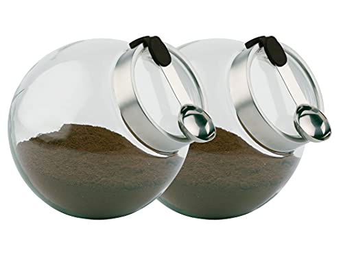 APS Vorratsglas mit Löffel (2er Set), 20 x 20 cm, Aufbewahrungsglas mit aromadichtem Verschluss, Glaskugel mit Löffel, Transparentes Vorratsglas aus Edelstahl, Silikon, Glas, spülmaschinengeeignet von APS