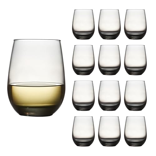 LIBBEY 70271 Weinglas/Universalglas "STEMLESS", 451 ml, 12er Set, Transparent, Grau von Libbey