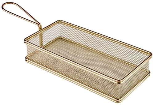 APS 40612 SNACKHOLDER Rechteckige Edelstahl Frittiersieb, 21.5 x 10.5 x 4.5 cm, Gold von APS