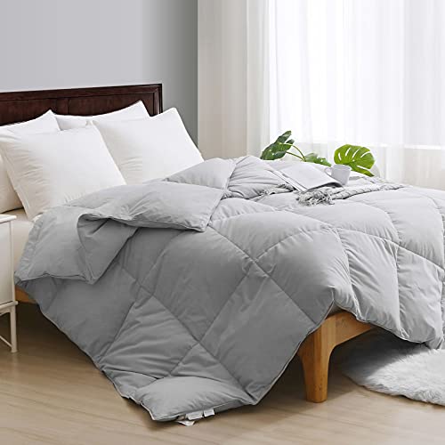 APSMILE California King Size Goose Feather Down Comforter - Ultra Soft All Seasons Grey Organic Cotton Feather Down Duvet Insert Medium Warm Quilted Bed Comforter with Corner Tabs (104x96, Cloud Grey) von APSMILE