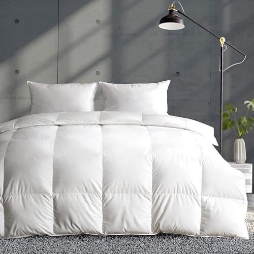 APSMILE Daunendecke 155x220 Ganzjahresdecke 100% Baumwolle Bettdecke 155x220 mit Gänsedaunen und Federn, Federbettdecke Dicke Füllung ohne Lebendrupf, Übergangsdecke für Doppelbett, Weiß von APSMILE