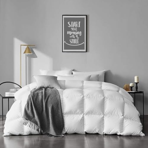 APSMILE Lightweight Goose Feather Down Comforter King Size - Ultra Soft Organic Cotton Quilted All-Season Thin Feather Down Duvet Insert for Warm Weather/Hot Sleepers (106x90, Ivory White) von APSMILE