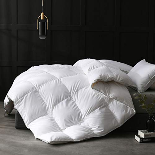 APSMILE Winter Bettdecke 200x200cm, Daunendecke 200x200cm, Hotel Collection Duvet mit Gänsedaunen und Gänsefedern, Geeignet für Doppelbett mit Wärme Natur Daunen Bettdecke, 8 Eckregister (Weiß,1520g) von APSMILE