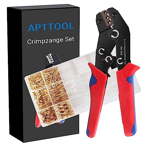 APTTOOL Crimpzange Flachsteckhülsen, Krimperzange, AWG 20-12 Kabelschuhzange mit 300 stück Flachsteckhülsen & Ergonomischem Griff Verfügbar für 0,5-2,5 mm² Flachstecker Quetschzange SN-48B APTTOOL Crimpzange Flachsteckhülsen, Krimperzange, AWG 20-12 Kabelschuhzange mit 300 stück Flachsteckhülsen & Ergonomischem Griff Verfügbar für 0,5-2,5 mm² Flachstecker Quetschzange SN-48B von APTTOOL