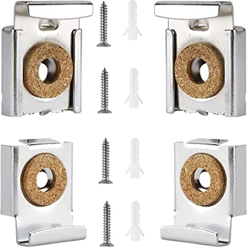 APUXON 4 x federbelastete Spiegel-Aufhänger-Clips, ungerahmt, verstellbare Halterung, Silber, mit Dübeln und Schrauben APUXON 4 x federbelastete Spiegel-Aufhänger-Clips, ungerahmt, verstellbare Halterung, Silber, mit Dübeln und Schrauben von APUXON