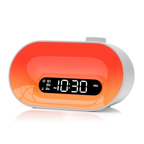APUZOM Tageslichtwecker Sonnenaufgang Wecker mit Nachtlicht und 30 beruhigenden Geräuschen Einschlafshilfe, Doppelalarm, Sleep-Timer, dimmbare Nachttischlampe, Kinder Wecker mit Licht von APUZOM