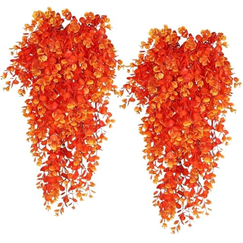 2 stücke 80CM künstliche Blume hängen Hause Garten Wand geeignet for Herbst Halloween Dekoration(Autumn Red 2pcs) von APVPOPOKGM