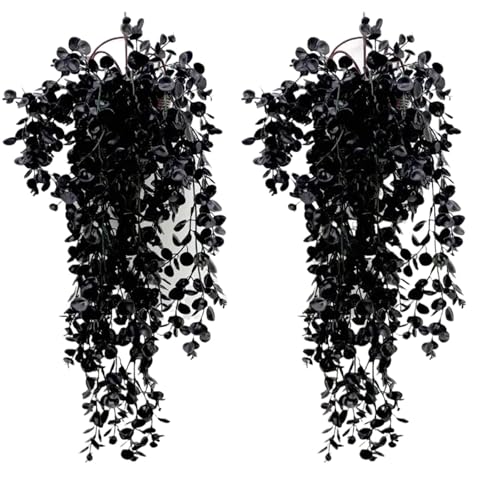 2 stücke 80CM künstliche Blume hängen Hause Garten Wand geeignet for Herbst Halloween Dekoration(Black 2pcs) von APVPOPOKGM