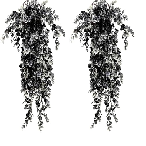 2 stücke 80CM künstliche Blume hängen Hause Garten Wand geeignet for Herbst Halloween Dekoration(Black and White 2pcs) von APVPOPOKGM