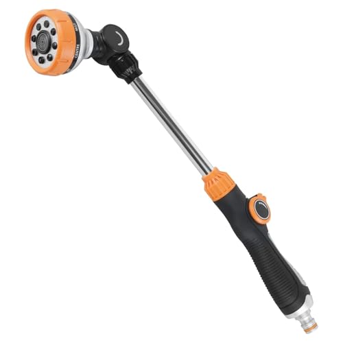 47 cm Wassersprühdüse, langer Stab, Gartensprinkler mit verstellbarem Kopf, 8 Sprühmodi, Hochdruck-Bewässerungsschlauchdüse von APVPOPOKGM