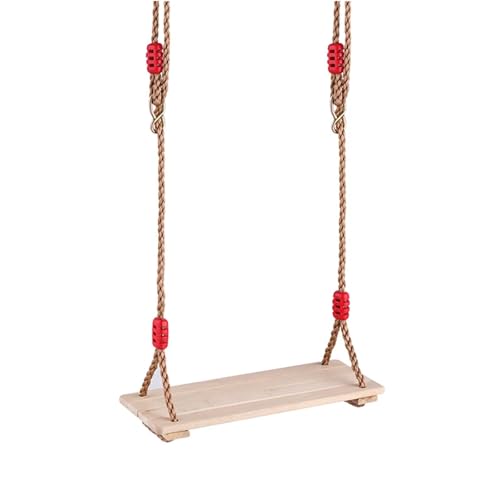 APVPOPOKGM Hängeschaukelsitz aus Holz mit 180 cm langem, verstellbarem Seil, Schaukelsitz-Ersatzschaukel-Set Schwingsessel(Red) von APVPOPOKGM