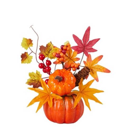 Halloween Kürbis Maple Leaf Ornamente Künstliche Kürbis Bonsai Herbst Ernte Thanksgiving Tag Party Dekorationen(B) von APVPOPOKGM