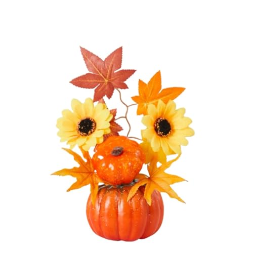 Halloween Kürbis Maple Leaf Ornamente Künstliche Kürbis Bonsai Herbst Ernte Thanksgiving Tag Party Dekorationen(C) von APVPOPOKGM
