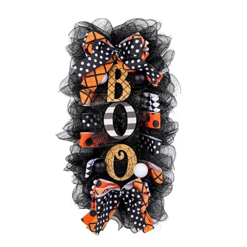 Halloween-Swag-Kranz for die Haustür, gruseliges Netzband, Boo-Swag-Girlande mit Schleife for Party-Wand-Veranda-Dekor Halloween-Swag-Kranz for die Haustür, gruseliges Netzband, Boo-Swag-Girlande mit Schleife for Party-Wand-Veranda-Dekor von APVPOPOKGM