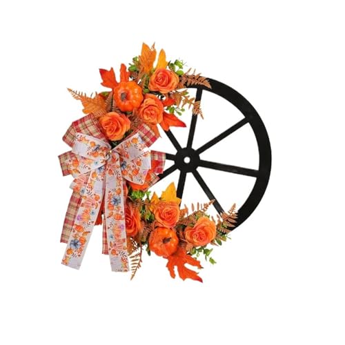 Herbstkränze for die Haustür im Freien, Herbst-Kiefernzapfen-Kürbis-Girlande mit Ahornblättern, Dekoration for Zuhause, Thanksgiving(E-42cm) von APVPOPOKGM