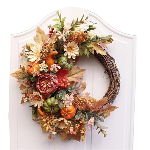 Kürbis Kranz Künstliche Herbst Blume Girlande Faux Herbst Tür Ornament Halloween Hochzeit Dekoration von APVPOPOKGM