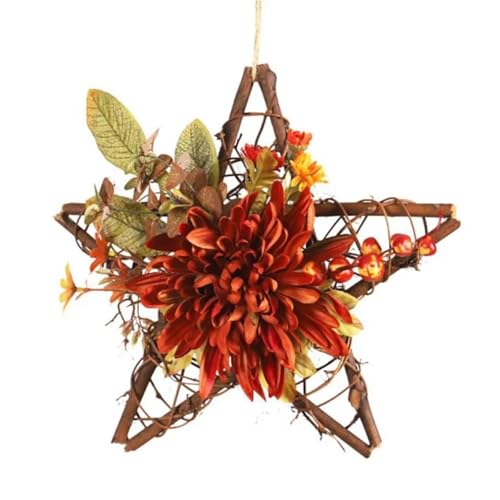 Stern Herz Herbst Kranz Ernte Kranz Künstliche Blume Halloween Ahorn Blätter Front Tür Wand Girlanden von APVPOPOKGM