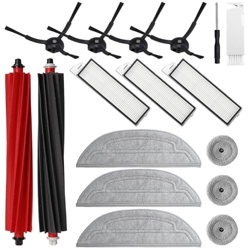APZOVO Zubehör für Roborock S8 MaxV Ultra, Ersatzteil Set für Roborock S8 MaxV Ultra, Zubehörset für Roborock S8 MaxV Ultra, 2 Gummibürsten 3 Hepa-Filter 4 Seitenbürsten 3 Wischtuch 3 Kantenwischer von APZOVO