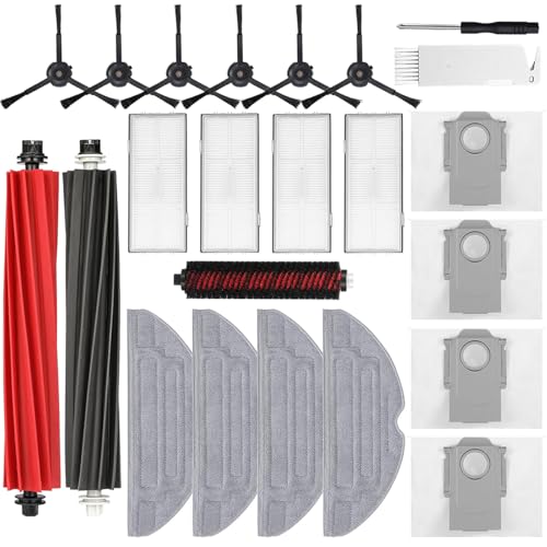 APZOVO Zubehör für Roborock S8 Pro Ultra, Ersatzteil Set für Roborock S8 Pro Ultra, 2 Gummibürsten 4 Staubbeutel 1 Selbstreinigende Bürste 4 Hepa-Filter 6 Seitenbürsten 4 Wischtuch von APZOVO