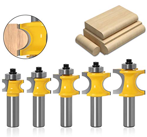 APLUS Halbstabfräser, 5 Stück Half Round Bearing Bullnose Router Bit Set, 1/2'' Schaft von APlus