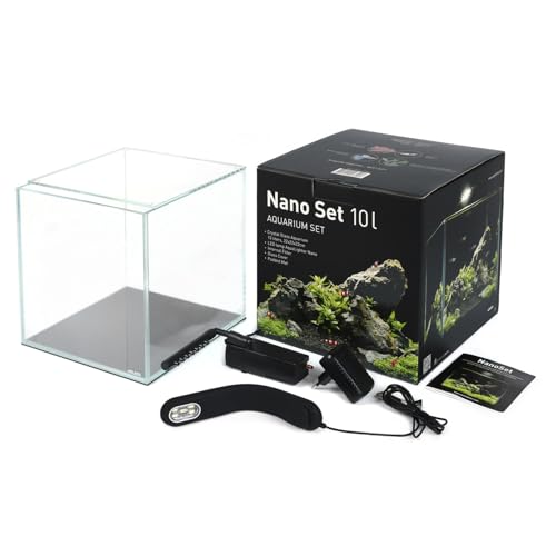 AquaLighter Nano-Aquarium 10 l Set aus Weißglas, mit LED-Beleuchtung und Filter von AQ4Aquaristik