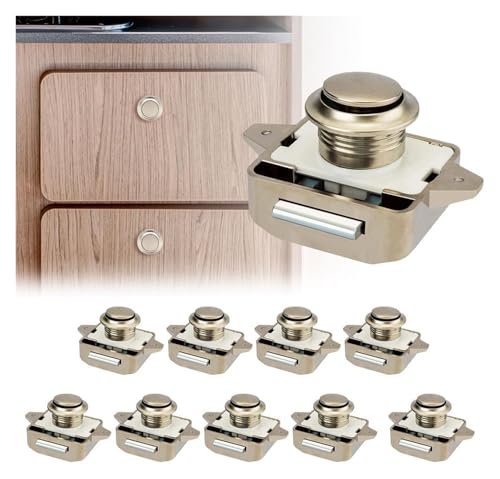 10 Stück Druckknopf-Verriegelung, Pop-Up-Schranktürknauf, passend for 15–18 mm Dicke, for Wohnmobil, Boot, Van, Yacht, Campervan, Yacht, Schranktür(White) von AQCDPJYU