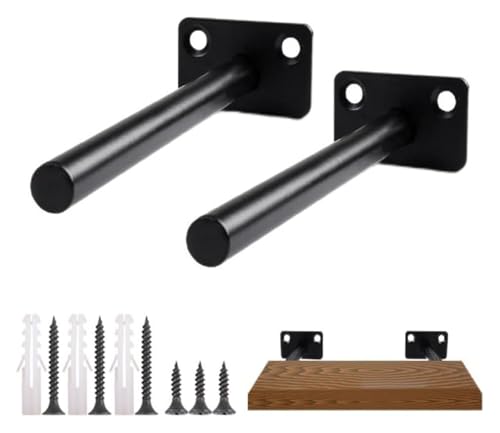 2 Stück 5 Zoll dekorative Wandhalterungen, Wandmontierte schwebende Regalhalterungen for L-förmige Hochleistungsmöbel-Stützbeschläge DIY offene Regale, Schwarz, B(A6 2Pcs) von AQCDPJYU