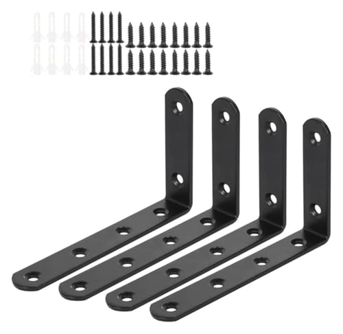 2 Stück 5 Zoll dekorative Wandhalterungen, Wandmontierte schwebende Regalhalterungen for L-förmige Hochleistungsmöbel-Stützbeschläge DIY offene Regale, Schwarz, B(D5 4Pcs) von AQCDPJYU