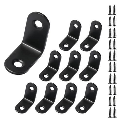 20 Stück schwarze Eckwinkel, rechtwinklige Winkel 90 Grad, L-förmige Winkel aus Edelstahl, Eckstrebe mit Schrauben, kleine Winkel 30 mm(30x30mm) von AQCDPJYU