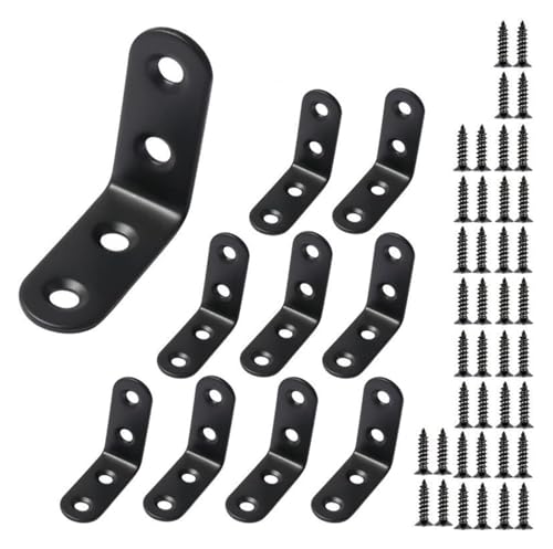 20 Stück schwarze Eckwinkel, rechtwinklige Winkel 90 Grad, L-förmige Winkel aus Edelstahl, Eckstrebe mit Schrauben, kleine Winkel 30 mm(50x50mm) von AQCDPJYU