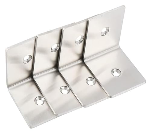 4 Stück 90-Grad-Winkelstrebe, rechtwinklige Halterungsbefestigungen aus Edelstahl for Regale, L-förmige Möbelbefestigungen, Winkelstrebe, Verbindungswinkel (Silber, 48 x 48 x 40 mm) von AQCDPJYU