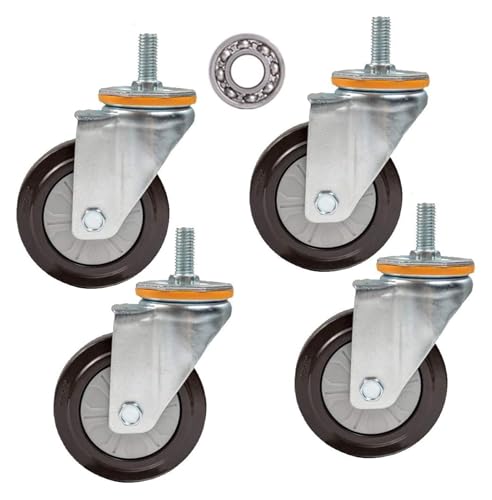 4 Stück Lenkrollen aus Gummi, Möbelrollen mit Gewindeschaft, Hochleistungsrad mit Doppelverriegelung, 4 Zoll, geräuschlos, Ersatz for Karren, Werkbänke, Industriemaschinenwagen(4universal,M16) von AQCDPJYU