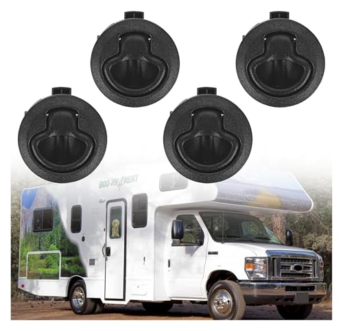4 Stück runde, bündige Zugriegel for 2-Zoll-Schlosslöcher und 0,5-Zoll-Türstärke, schwarzes Bootsriegel-Lukenschloss for Wohnmobil-Bootsdeck-Türschrank (schwarz)(Black) von AQCDPJYU