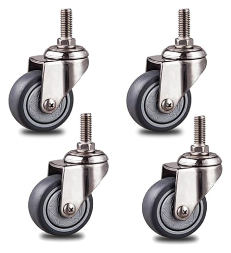 4-teilige Lenkrollen, Möbelrollen aus elastischem TPR-Gummimaterial, Halterung aus Edelstahl 304, mit Gewindestange M10, Tragkraft 231 lb, for kleine Geräte(Universal,2in) von AQCDPJYU