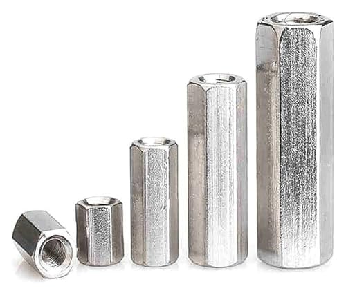 5 Stück Sechskantmuttern for lange Stangenkupplungen, aus Edelstahl 304, Befestigungselemente den Industriebau(M6x10x20mm) von AQCDPJYU