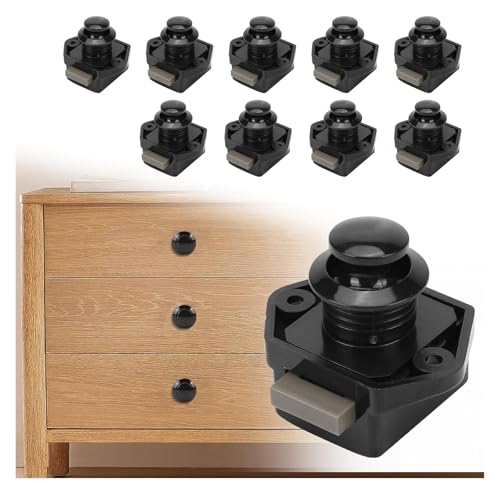 Druckknopf-Verriegelungsschloss, 15–20 mm schlüsselloses Türschloss mit Schraube, Schranktür-Schnappknopf for Wohnwagen, Wohnmobil, Camper, Van, Boot, Schranktür(10pc Black) von AQCDPJYU