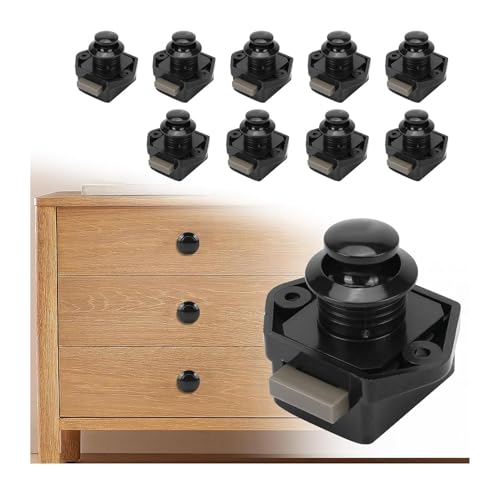 Druckknopf-Verriegelungsschloss, 15–20 mm schlüsselloses Türschloss mit Schraube, Schranktür-Schnappknopf for Wohnwagen, Wohnmobil, Camper, Van, Boot, Schranktür(10pc Black) von AQCDPJYU