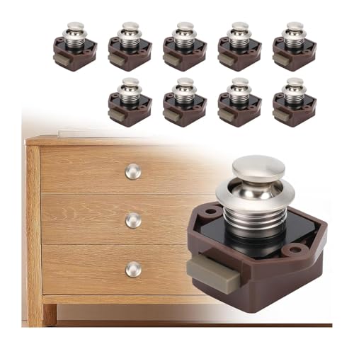 Druckknopf-Verriegelungsschloss, 15–20 mm schlüsselloses Türschloss mit Schraube, Schranktür-Schnappknopf for Wohnwagen, Wohnmobil, Camper, Van, Boot, Schranktür(10pc Brown) von AQCDPJYU